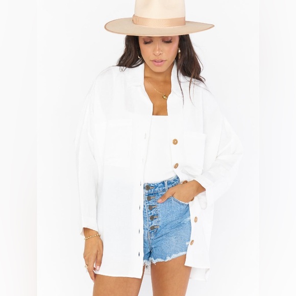 Show Me Your Mumu John’s button down shirt white linen - Picture 6 of 15